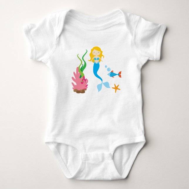 Sjöjungfru Baby Bodydräkt Tutu Tee (Framsida)