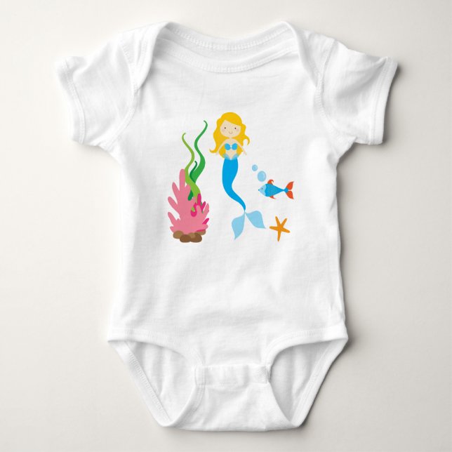 Sjöjungfru Baby Bodydräkt Tutu Tee Shirt (Framsida)
