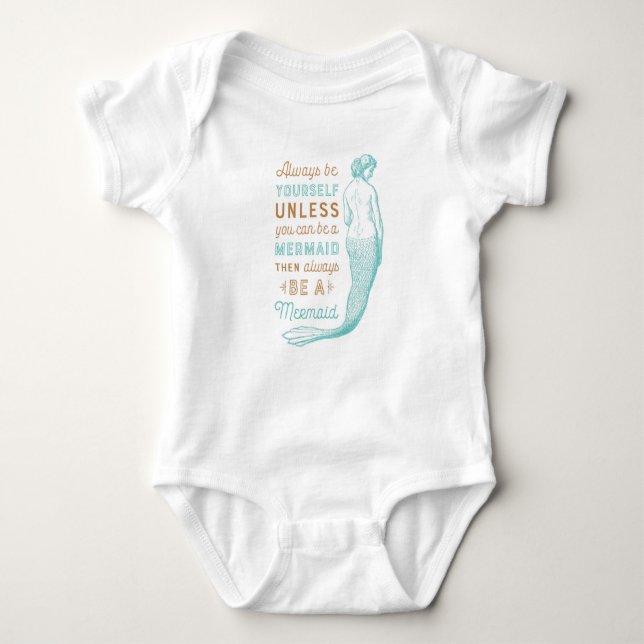 Sjöjungfru Baby Bodykostym T Shirt (Framsida)