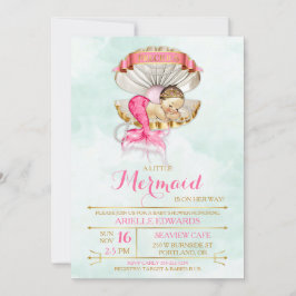 Sjöjungfru Baby Clam Snäcka Tiara Guld & Rosa Inbjudningar