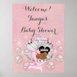 Sjöjungfru Baby Shower Birthday Välkomstskylt Snäc Poster