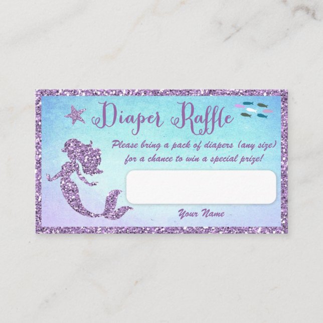 Sjöjungfru Baby Shower Blöja Raffle Biljetter Tilläggskort (Framsida)
