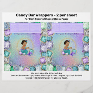 Sjöjungfru Baby Shower Candy Pub Wrappers Reklamblad