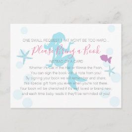 Sjöjungfru Baby Shower ger en Bok Teal Lila Rosa Inbjudan Vykort
