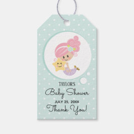Sjöjungfru Baby Shower Gift Märkre Rosa Hair Light Presentetikett