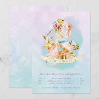 Sjöjungfru Baby Shower Girl under Sea Lavender Tea Inbjudningar