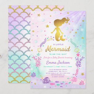 Sjöjungfru Baby Shower-inbjudan, lilla Sjöjungfrun Inbjudningar