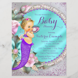 Sjöjungfru Baby Shower Inbjudningar