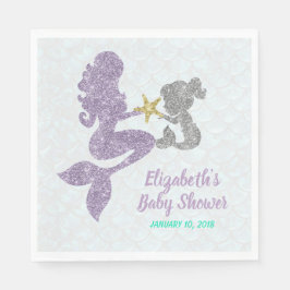 Sjöjungfru Baby Shower napkins Glitter Sjöjungfrua Pappersservett