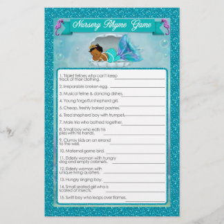 Sjöjungfru Baby Shower Nursery Rhyme Game #135 Flygblad