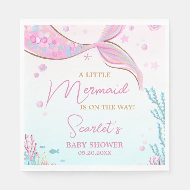 Sjöjungfru Baby Shower Pappersservett (Framsidan)
