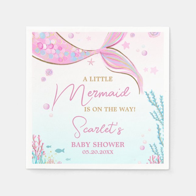 Sjöjungfru Baby Shower Pappersservett (Framsidan)
