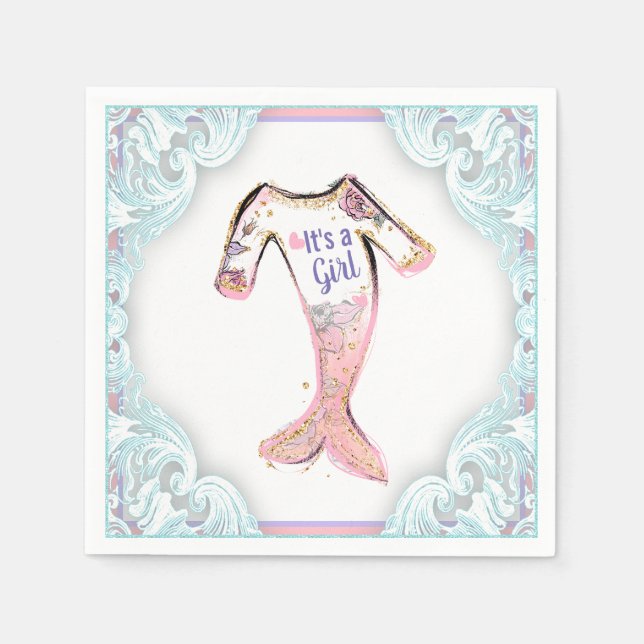 Sjöjungfru Baby Shower Pappersservetter (Framsidan)