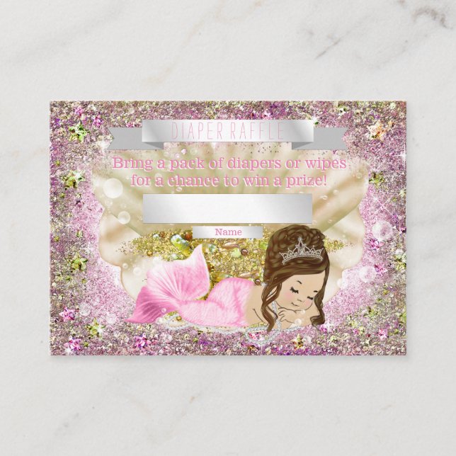 Sjöjungfru Baby Shower Raffle Biljett Tilläggskort (Framsida)