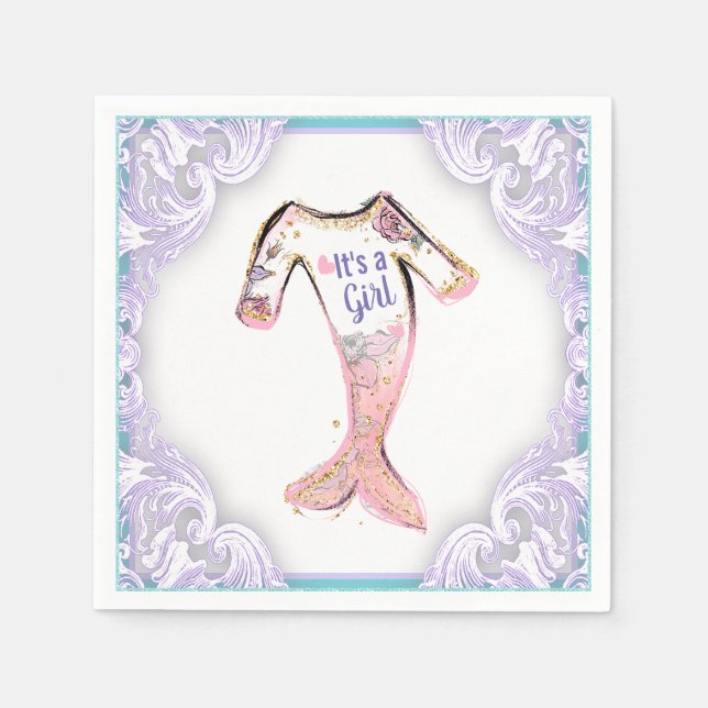 Sjöjungfru Baby Shower Servetter (Framsidan)