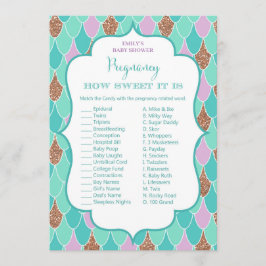 Sjöjungfru Baby Shower-spel med svar Inbjudningar