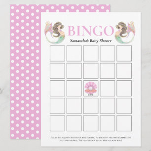 Sjöjungfru baby shower under havet bingo inbjudningar