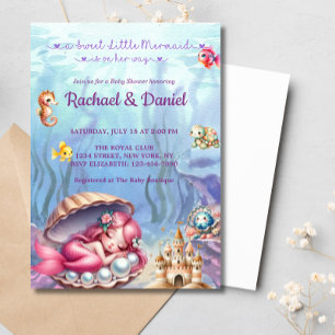 Sjöjungfru Baby Shower under Sea Baby Shower Girl Inbjudningar
