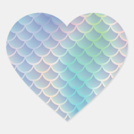 Sjöjungfru Baby Shower under Sea Pastel Hjärtformat Klistermärke