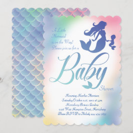 Sjöjungfru Baby Shower under Sea Pastel Inbjudningar