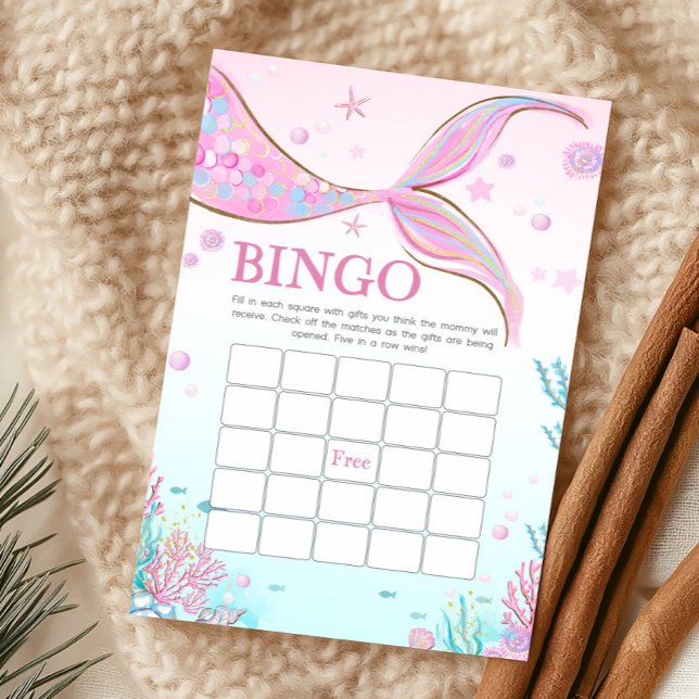 Sjöjungfru Babyfirande Bingo-spel (Under the Sea Baby Shower Bingo Game)