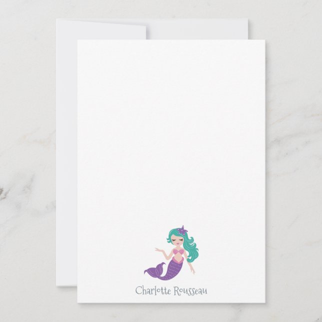 Sjöjungfru Barn Stationery Note-kort för Personlig Anteckningskort (Framsida)