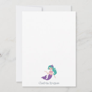 Sjöjungfru Barn Stationery Note-kort för Personlig Anteckningskort