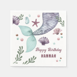 Sjöjungfru Barns födelsedag Lila Pappersservett