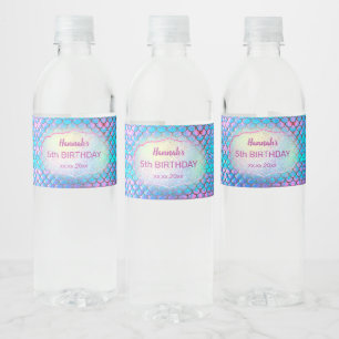 sjöjungfru barns födelsedag vattenflaskor etikett