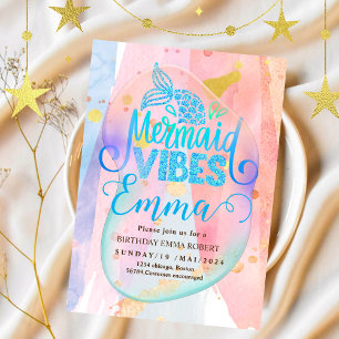 Sjöjungfru Bassäng havets Party Rosa Sjöjungfru fö Inbjudningar