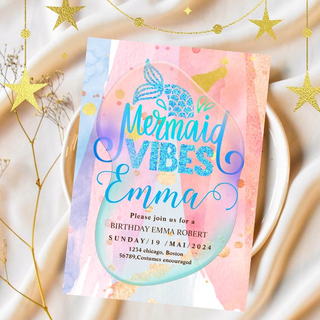 Sjöjungfru Bassäng havets Party Rosa Sjöjungfru fö Inbjudningar (Skapare uppladdad)