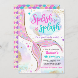 Sjöjungfru Bassäng Party Rosa Sjöjungfru under hav Inbjudningar