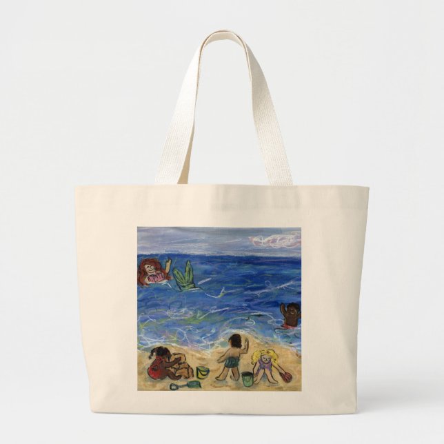 Sjöjungfru Beach Art Anpassningsbar Tote bags Jumbo Tygkasse (Framsidan)