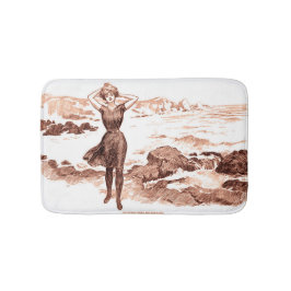 Sjöjungfru Beach Gibson Girl Victorian Antique Badrumsmatta