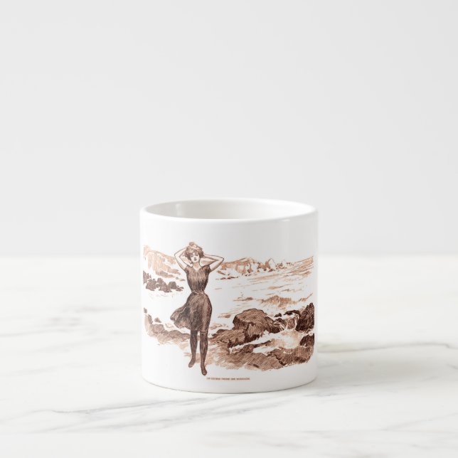 Sjöjungfru Beach Gibson Girl Victorian Antique Espressomugg (Framsidan)
