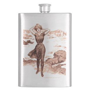 Sjöjungfru Beach Gibson Girl Victorian Antique Fickplunta