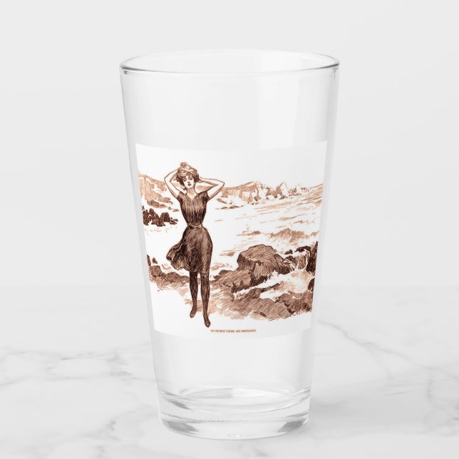 Sjöjungfru Beach Gibson Girl Victorian Antique Glaskopp (Framsida)