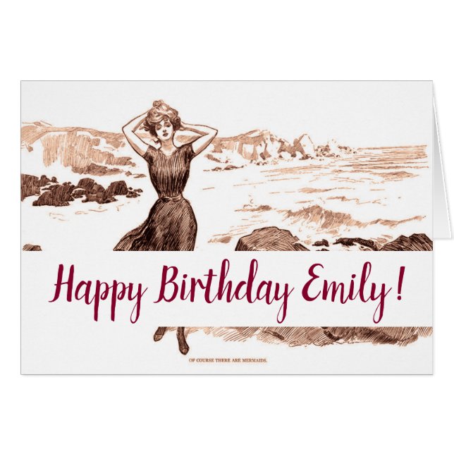 Sjöjungfru Beach Gibson Girl Victorian Antique Hälsningskort (Framsidan Horizontal)