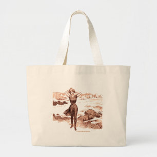 Sjöjungfru Beach Gibson Girl Victorian Antique Jumbo Tygkasse
