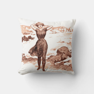 Sjöjungfru Beach Gibson Girl Victorian Antique Kudde