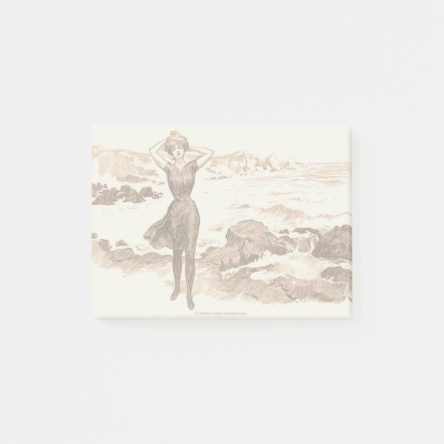 Sjöjungfru Beach Gibson Girl Victorian Antique Post-it Block (Framsida)