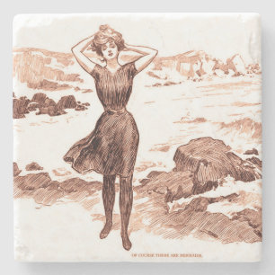 Sjöjungfru Beach Gibson Girl Victorian Antique Stenunderlägg