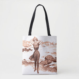 Sjöjungfru Beach Gibson Girl Victorian Antique Tygkasse
