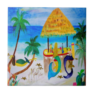 Sjöjungfru Beach Tiki Pub Art Kakelplatta