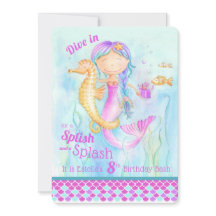 Sjöjungfru Birthday bassäng-inbjudningar