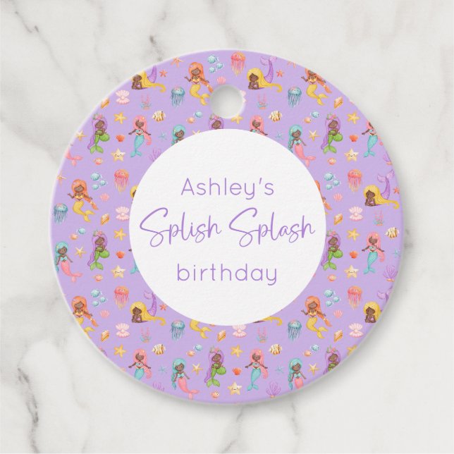 Sjöjungfru Birthday Gåvor Etiketter (Framsida)