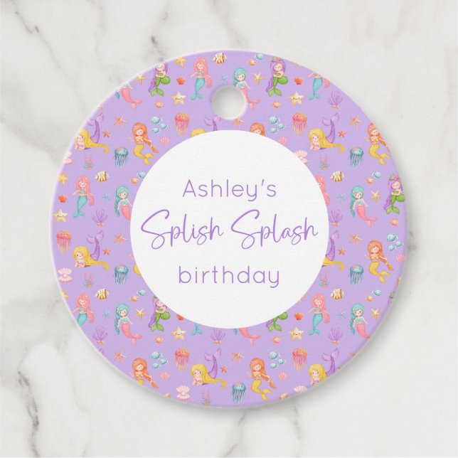 Sjöjungfru Birthday Gåvor Etiketter (Framsida)