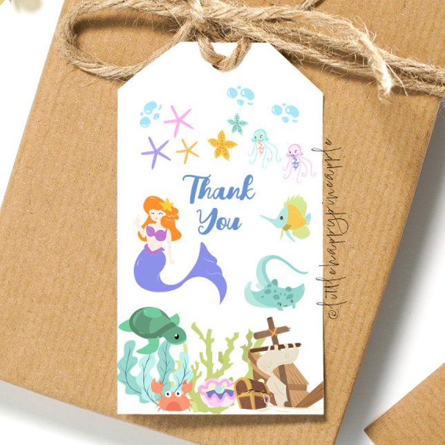 Sjöjungfru Birthday Gift-Märkre Presentetikett (Skapare uppladdad)