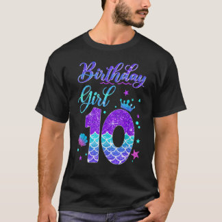 Sjöjungfru Birthday Girl 10-årsjubileum T Shirt