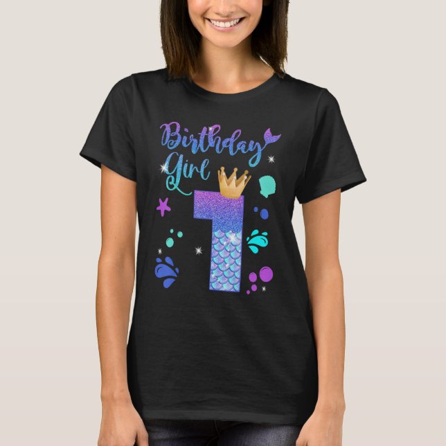 Sjöjungfru Birthday Girl 1 Year Old its My 1st Bda T Shirt (Framsida)